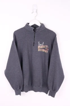 Vintage Harley Davidson 1/4 Zip Sweater Medium